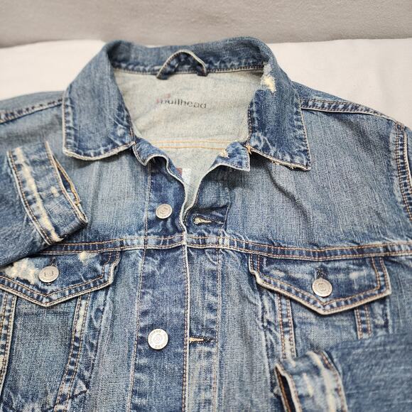Bullhead Denim Jacket Mens L Blue Cotton Pockets Button Front Y2K - Picture 1 of 9